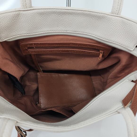 Stone Mountain Leather Purse 11x11x4 Nutmeg Brown White Pebbled Shoulder Bag - Picture 8 of 16